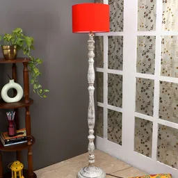 TU CASA Orange & White Mango Wooden Floor Lamp-15