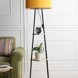 SANDED EDGE Yellow 3 Tier Storage Shelf Floor Lamp-19