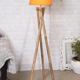 Homesake Orange & Beige Cross-Leg Contemporary Tripod Floor Lamp-3