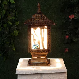 MFD HOME FURNISHING Gold-Toned & White Outdoor Lamp-29