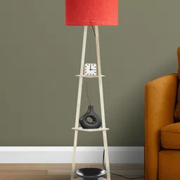 SANDED EDGE Cream & Red Textured 3-Tier Floor Lamp-10