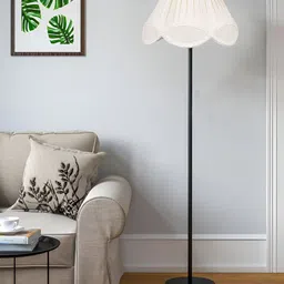 Devansh Off White Metal Floor Lamp With Shade-14