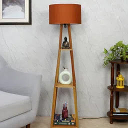 TU CASA Brown Wooden Cylindrical Shaped Floor Lamp-image-53
