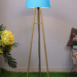 Homesake Turquoise Mid Century Metal Tripod Floor Lamp-24
