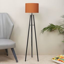 TU CASA Brown & Black Cylindrical Shaped Floor Lamp-10