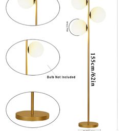 Homesake Yellow & Beige 3 Frosted Glass Globe Floor Lamp image 4