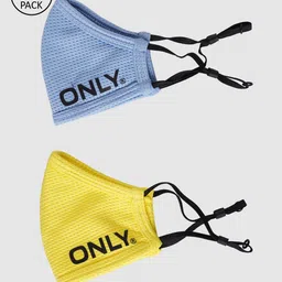 ONLY Women Pack Of 2 Blue & Yellow Solid 3-Ply Protective Outdoor Masks-image-50