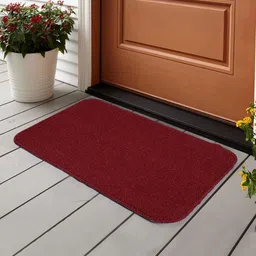 Saral Home Maroon Solid Polypropylene Anti-Skid Door Mat-26