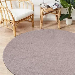 Saral Home Beige Solid PP-Yarn Round Anti-Skid Multi-Use Floor Mat-25