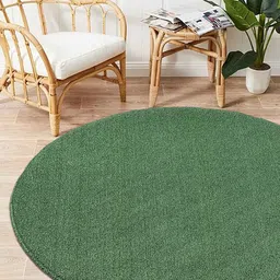 Saral Home Green Solid PP-Yarn Round Anti-Skid Multi-Use Floor Mat-18