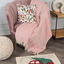 SASHAA WORLD Red & Beige Printed Cotton Floor Mat-7