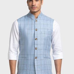 ColorPlus Men Blue Linen Blazer-picture-52