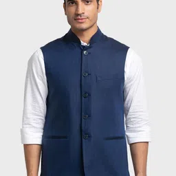 ColorPlus Men Blue Pure Cotton Blazer-picture-17