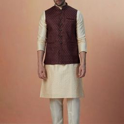 Manyavar Woven Design Nehru Jackets-32