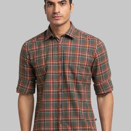 Parx Men Green Slim Fit Tartan Checks Checked Casual Shirt-image-26