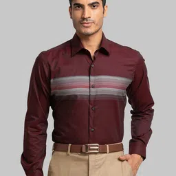 Raymond Men Medium Maroon Red Striped Printed Pure Cotton Shirts-7
