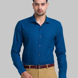 Park Avenue Men Blue Slim Fit Printed Organic Cotton Casual Shirt-picture-9