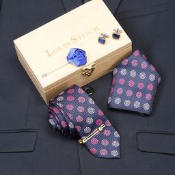 LOUIS STITCH Men Multicolor Italian Silk Necktie Accessory Gift Set-image-61