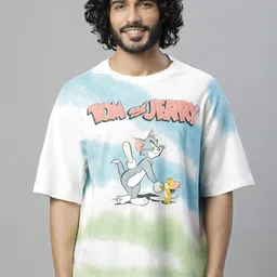 Free Authority Graphic Tom & Jerry Printed Pure Cotton Oversized T-shirt-image-80