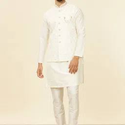 Manyavar Embroidered Woven Nehru Jacket-19