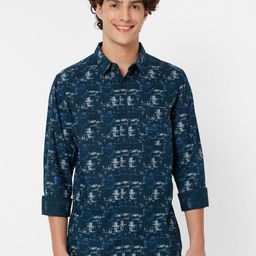 SPYKAR Men Blue Slim Fit Printed Casual Shirt-image-65