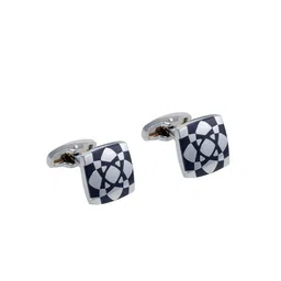 Alvaro Castagnino Black & Silver-Toned Square Cufflink-image-86