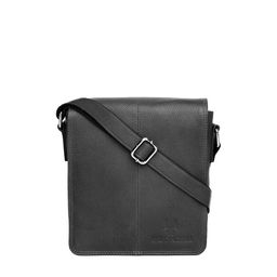 WildHorn Men Black Textured Leather Messenger Bag-image-68
