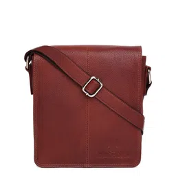 WildHorn Men Maroon Textured Messenger Bag-image-27