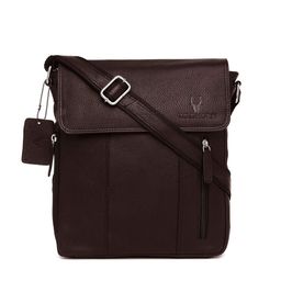 WildHorn Men Brown Solid Leather Sling Messenger Bag-42