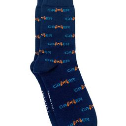 Mint & Oak Men Blue & Orange Printed Anti-Bacterial Calf-Length Socks-27