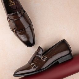 FRANKROMELLO Men Textured Formal Monk Shoes-picture-5