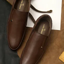 pelle albero Men Brown Solid Formal Leather Slip On Shoes-image-71