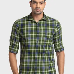 ColorPlus Tailored Fit Tartan Checks Checked Pure Cotton Casual Shirt-image-33