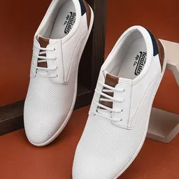 Roadster Men White & Brown Perforations Lightweight Comfort Insole Basics Sneakers-picture-7