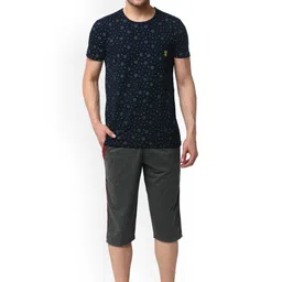 VIMAL JONNEY Men Printed T-shirt With Capris Night Suit-image-86