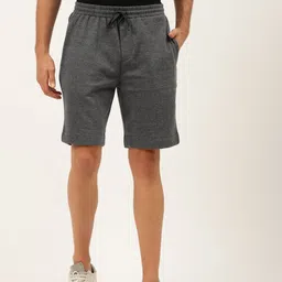 ether Men Charcoal Grey Solid Mid-Rise Regular Shorts-picture-0