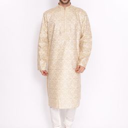 ZOIS Men Floral Printed Regular Thread Work Pure Cotton Kurta with Churidar-54