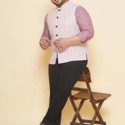 John Pride Plus Size Printed Cotton Linen Nehru Jacket image 2