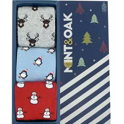 Mint & Oak Pack Of 3 Men Santa'S Good List Calf Length Socks-image-41