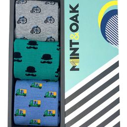 Mint & Oak Men Pack Of 3 Assorted Anti-Bacterial Calf-Length Socks-image-63