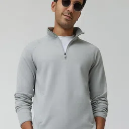 XYXX Regular Fit Solid Half- Zip Sweatshirt-image-3