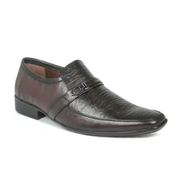 PRIVO by Inc.5 Men Wine Solid Leather Formal Office Slip-Ons-image-39