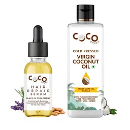 Coco Crush Set Of 2 Cold Pressed Virgin Coconut Oil-50ml & Leave In Hair Repair Serum-30ml-67