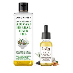 Coco Crush Set Of 2 Cold Pressed Adivasi Herbal Hair Oil-100ml & Ayurvedic Hair Serum-15ml-13