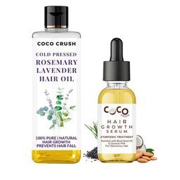 Coco Crush Set Of 2 Rosemary Lavender Hair Oil -200 ml & Ayurvedic Hair Growth Serum- 30ml-12
