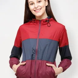 HOUSE OF VEDAS Colourblocked Windcheater Hooded Bomber Jacket-picture-24