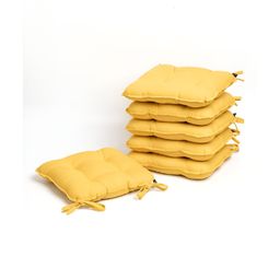 SKANDA FAB Mustard Yellow 6 Pieces Pure Cotton Chair Pads-image-69