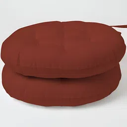 SKANDA FAB Brown 2 Pieces Round Shaped Pure Cotton Chair Pads-picture-37