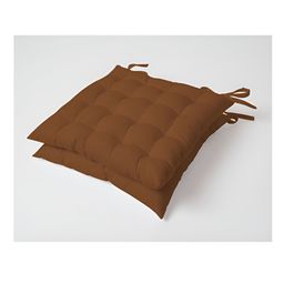 SKANDA FAB Camel Brown 2 Pieces Cotton Chair Pads-10