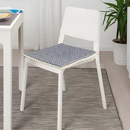 Saral Home Grey & White Floral Printed Cotton Square Chair Pad-image-12